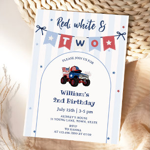 Invitation d'anniversaire 2 ans Rouge Blanc & Bleu