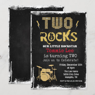 Invitation d'anniversaire 2 ans Two Rocks Rockstar