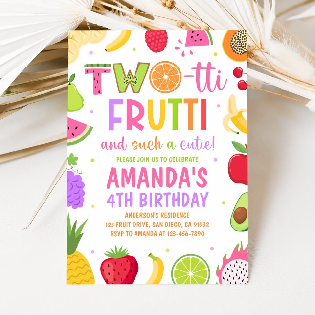 Invitation d'anniversaire 2 ans Two-tti Frutti (Créateur téléchargé)