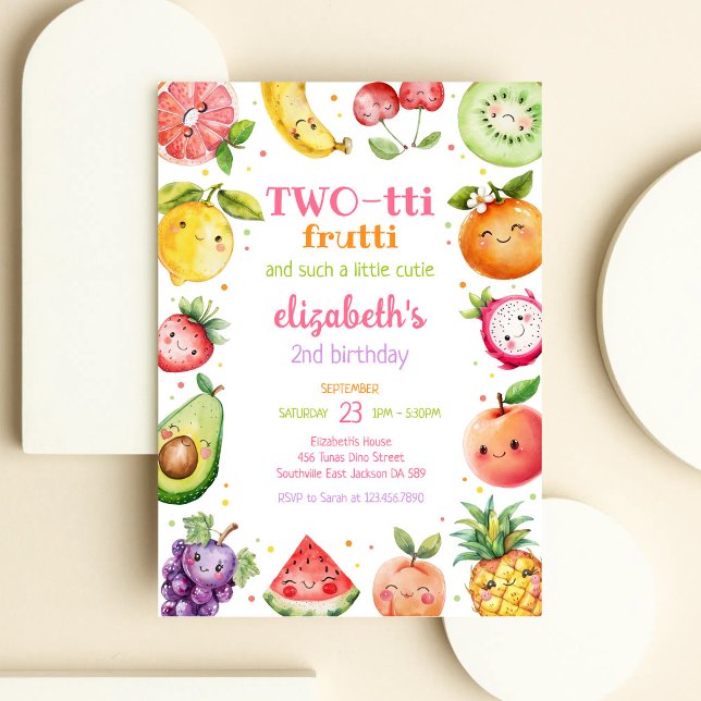 Invitation d'anniversaire 2 ans Two-tti Frutti Fru (Créateur téléchargé)