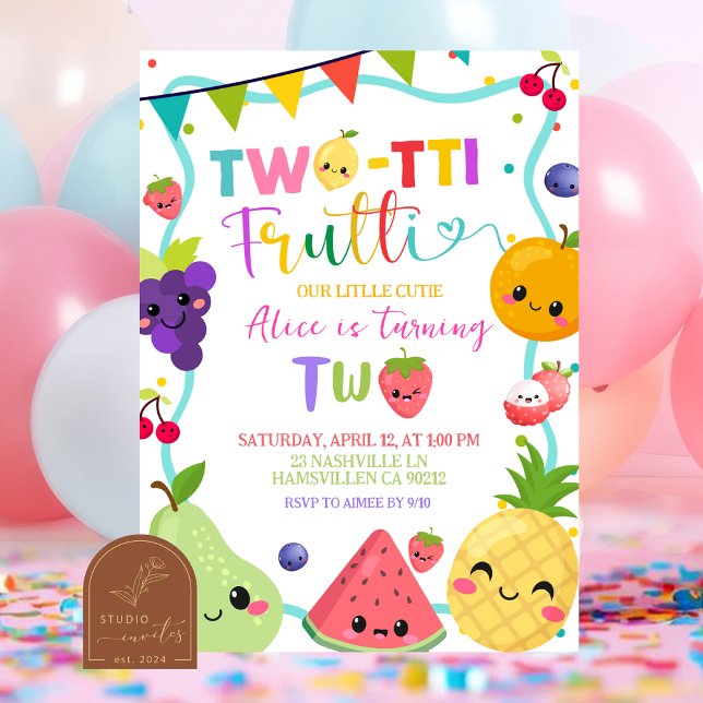 Invitation d'anniversaire 2 ans Twotti Frutti (Créateur téléchargé)
