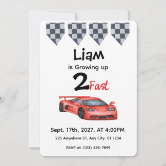 Invitation d'anniversaire 2 ans Watercolor Red Rac