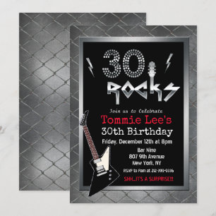 Invitation d'anniversaire 30 ans 30 Rocks Rockstar