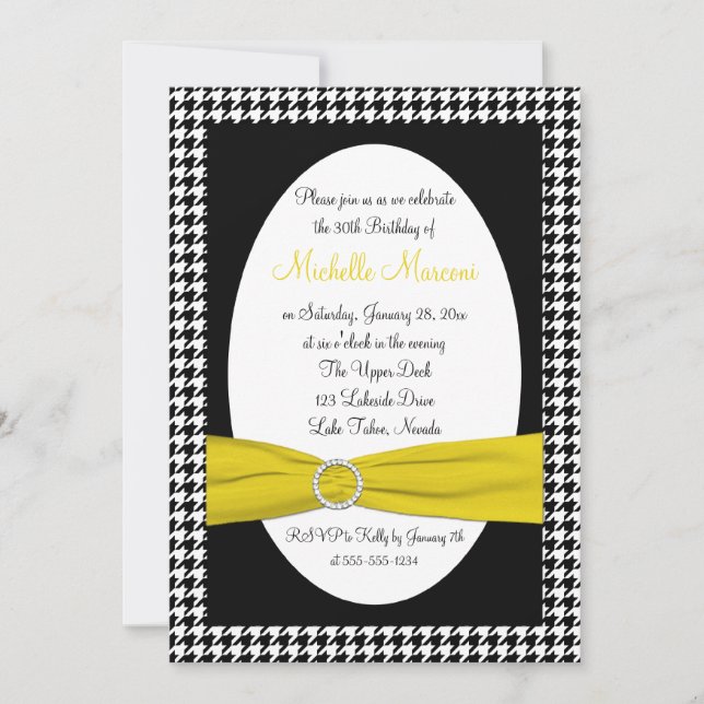 Invitation d'anniversaire 30 ans à carreaux noir e (Devant)