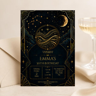Invitation d'anniversaire 30 ans Aquarius Art Déco