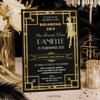 Invitation d'anniversaire 30 ans Art Déco Gatsby l