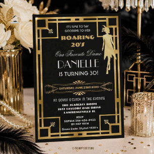 Invitation d'anniversaire 30 ans Art Déco Gatsby l