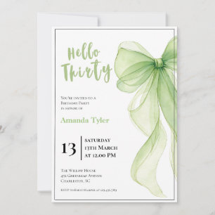 Invitation d'anniversaire 30 ans avec un ruban ver