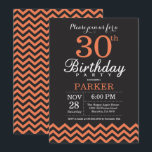 Invitation d'anniversaire 30 ans Chevron Noir et C<br><div class="desc">Invitation d'anniversaire 30 ans avec Chevron Noir et Corail. Tableau noir. Anniversaire adulte. Invitation d'anniversaire pour homme ou femme. Pour une personnalisation plus poussée,  veuillez cliquer sur le bouton "Personnaliser" et utiliser notre outil de conception pour modifier ce modèle.</div>