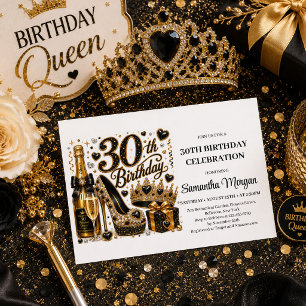 Invitation d'anniversaire 30 ans Lux Gold Glitter