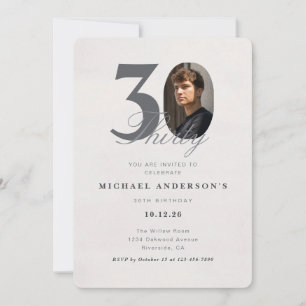 Invitation d'anniversaire 30 ans minimaliste