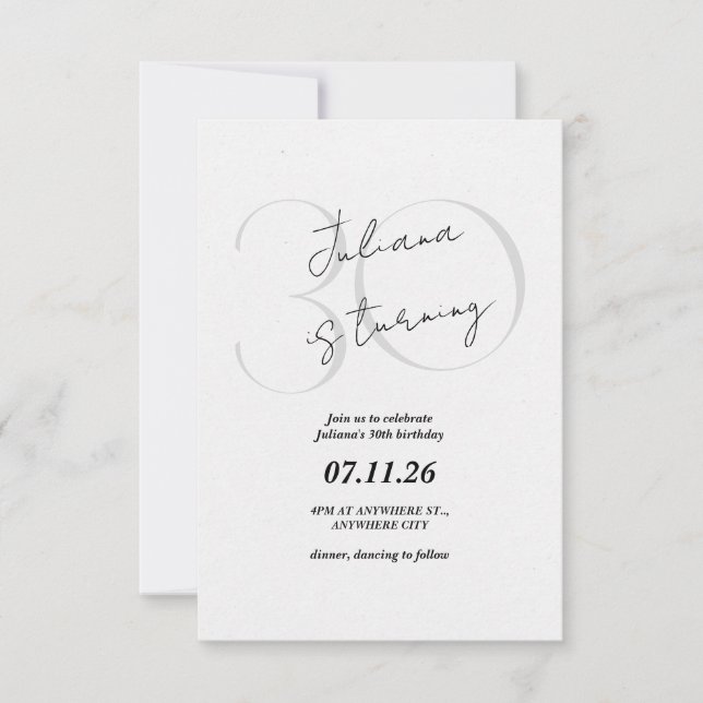 Invitation d'anniversaire 30 ans moderne et simple (Devant)