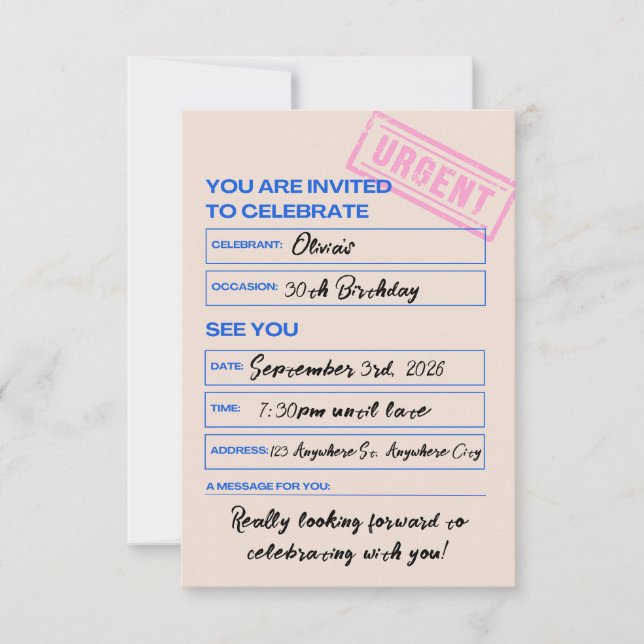 Invitation d'anniversaire 30 ans moderne et tendan (Devant)