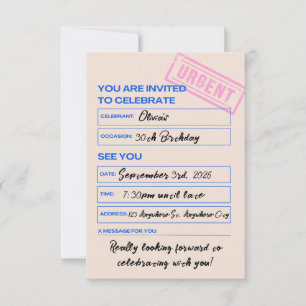 Invitation d'anniversaire 30 ans moderne et tendan