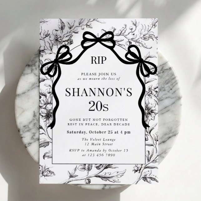 Invitation d'anniversaire 30 ans noir ruban RIP Me (Créateur téléchargé)