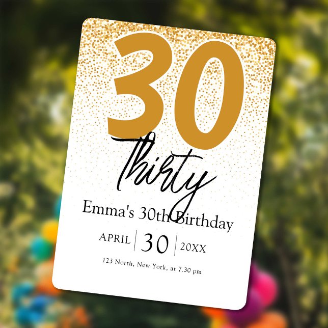 Invitation d'anniversaire 30 ans pour filles Boho  (Golden glitter Boho Girls 30th birthday invitation)