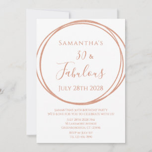 Invitation d'anniversaire 30 ans Rose Gold Minimal