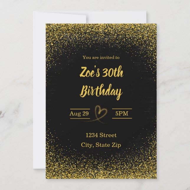 Invitation d'anniversaire 30 ans – Trente en or |  (Devant)