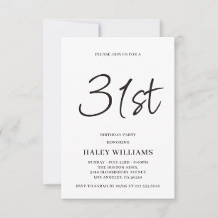 Invitation d'anniversaire 31 ans calligraphie simp