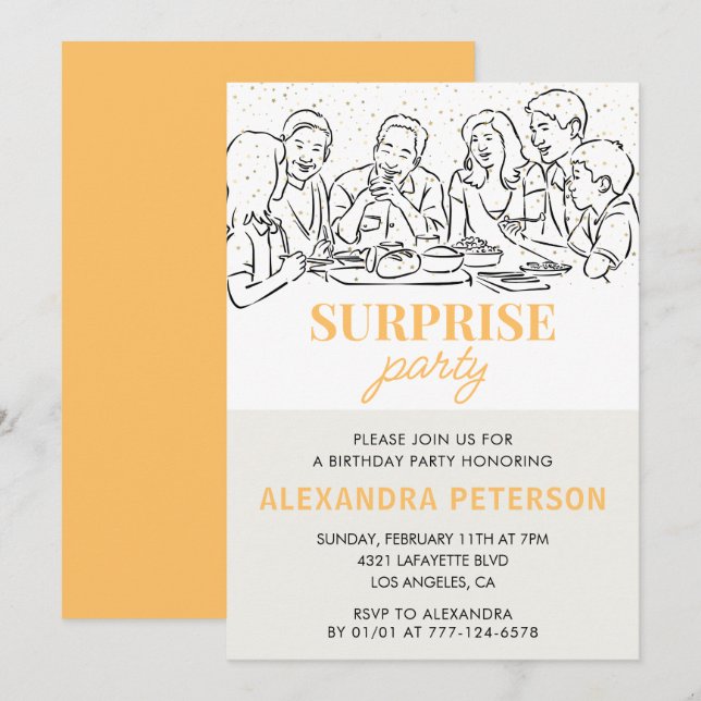 Invitation d'anniversaire 33 ans Fête surprise (Devant / Derrière)