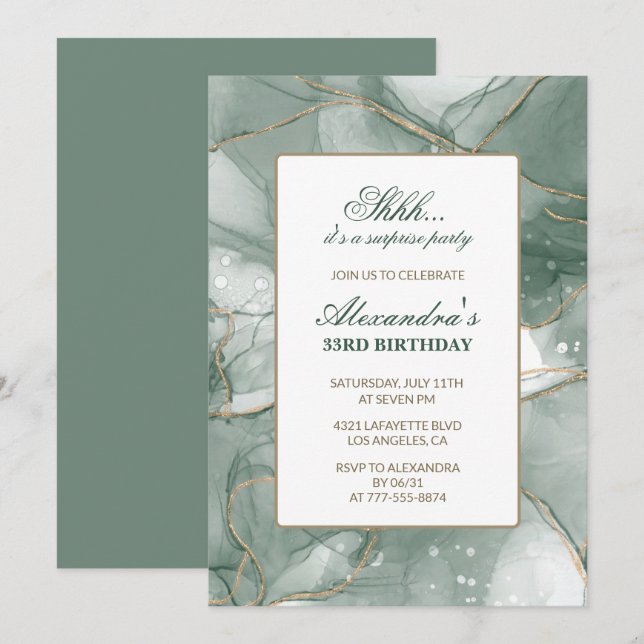 Invitation d'anniversaire 33 ans Fête surprise Ver (Devant / Derrière)