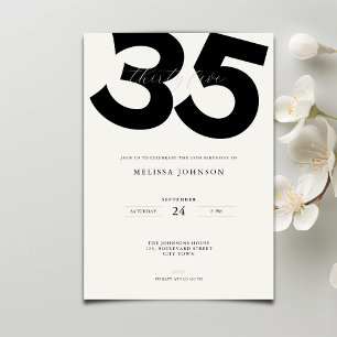 Invitation d'anniversaire 35 ans minimaliste : Sty