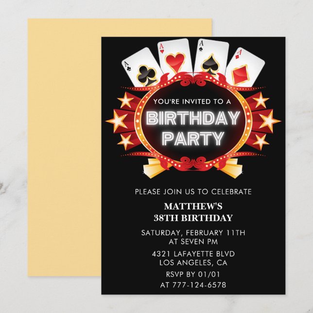 Invitation d'anniversaire 38 ans carte à jouer cas (Devant / Derrière)