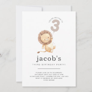Invitation d'anniversaire 3 ans Balloon Lion