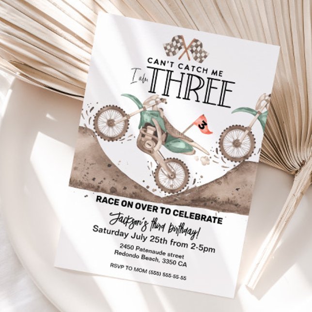 Invitation d'anniversaire 3 ans de moto cross Impo (Dirt bike birthday invitation, third birthday invite, 3rd birthday motocross invite)