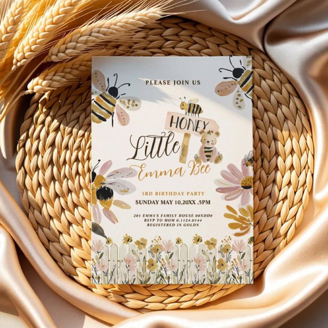 Invitation d'anniversaire 3 ans de petite abeille  (Créateur téléchargé)