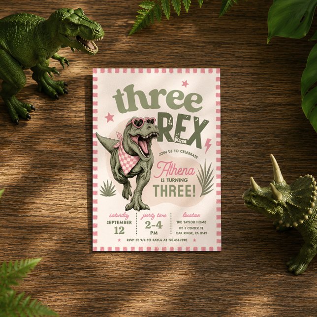 Invitation d'anniversaire 3 ans Dinosaure Trois Re (Créateur téléchargé)