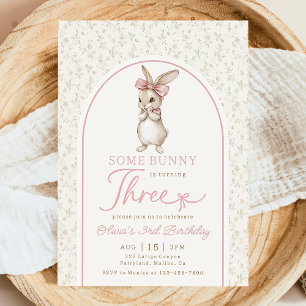 Invitation d'anniversaire 3 ans fille lapin Coquet