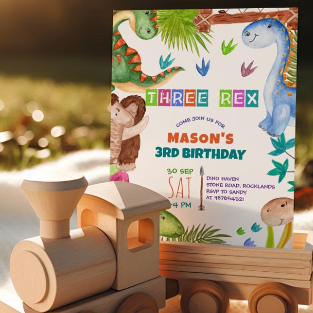 Invitation d'anniversaire 3 ans garçon dinosaure (Créateur téléchargé)