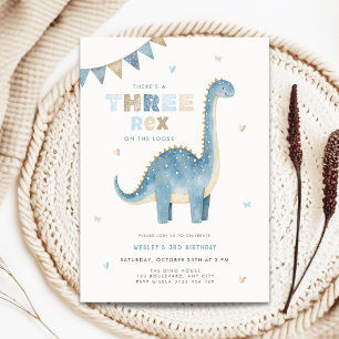 Invitation d'anniversaire 3 ans Garçons Dinosaure