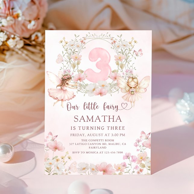 Invitation d'anniversaire 3 ans jardin de fées flo (Créateur téléchargé)
