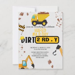 Invitation d'anniversaire 3 ans thème construction