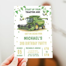 Invitation d'anniversaire 3 ans tracteur agricole 