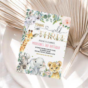 Invitation d'anniversaire 3 ans Young Wild and Thr