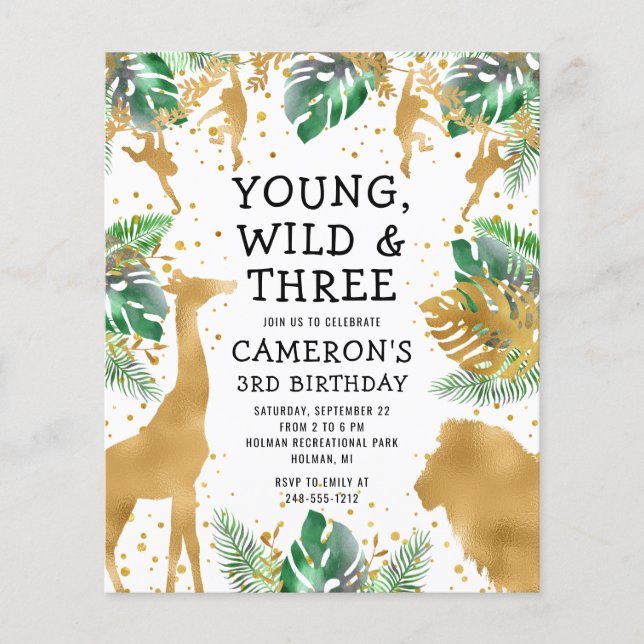 Invitation d'anniversaire 3 ans Young Wild Three (Devant)