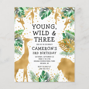 Invitation d'anniversaire 3 ans Young Wild Three