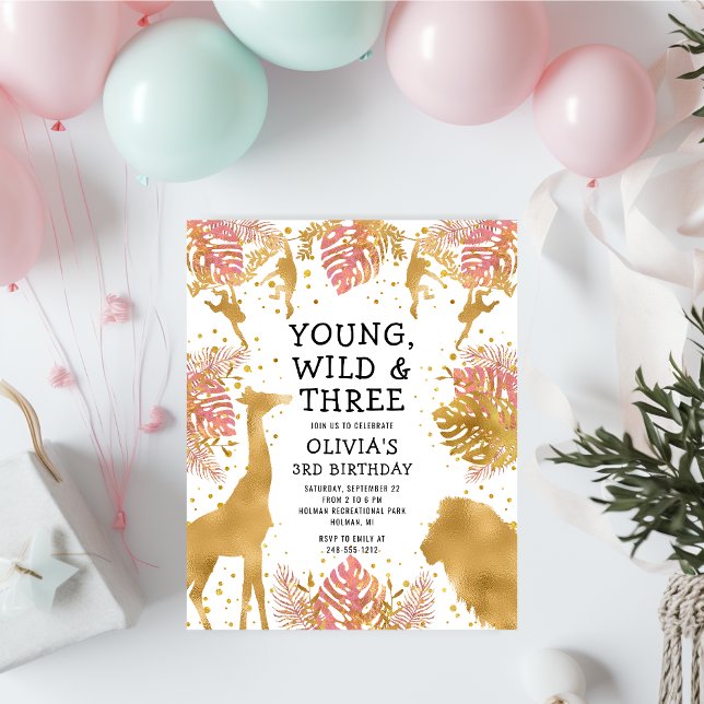 Invitation d'anniversaire 3 ans Young Wild Three R (Créateur téléchargé)