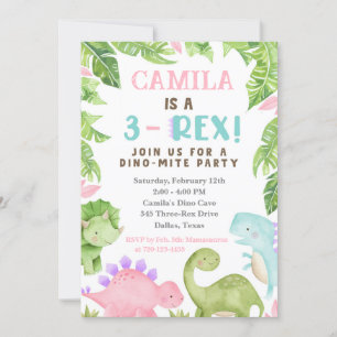 Invitation d'anniversaire 3-Rex, Dino 3e anniversa