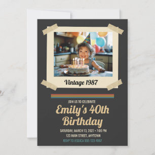 Invitation d'anniversaire 40 ans avec photo vintag