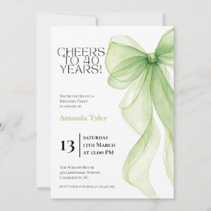 Invitation d'anniversaire 40 ans avec un ruban ver