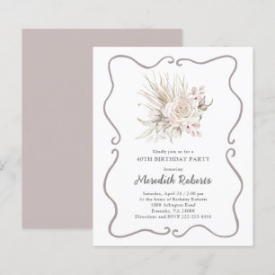 Invitation d'anniversaire 40 ans Budget Blush Rose