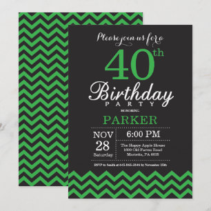 Invitation d'anniversaire 40 ans Chevron noir et v