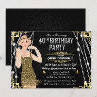 Invitation d'anniversaire 40 ans de Flapper Girl d