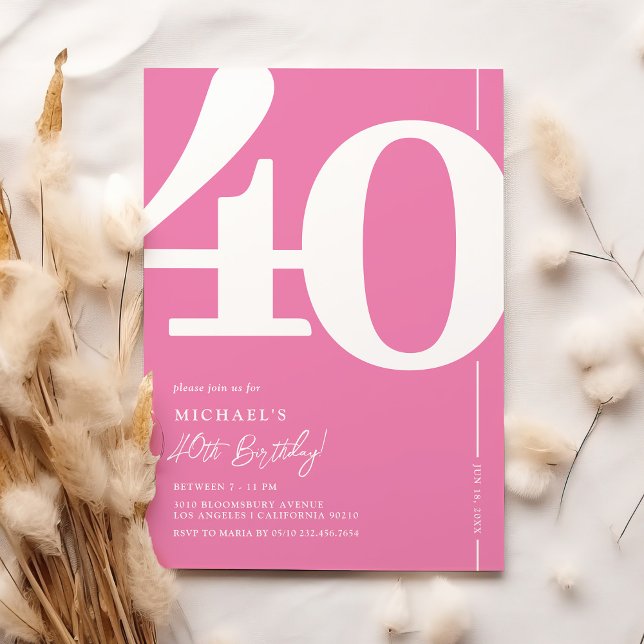 Invitation d'anniversaire 40 ans jolie rose (Créateur téléchargé)
