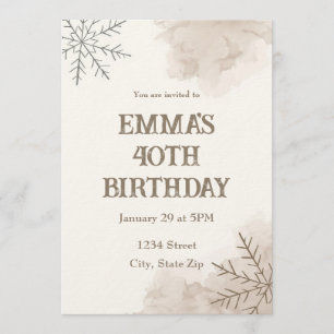 Invitation d'anniversaire 40 ans Minimaliste Neutr