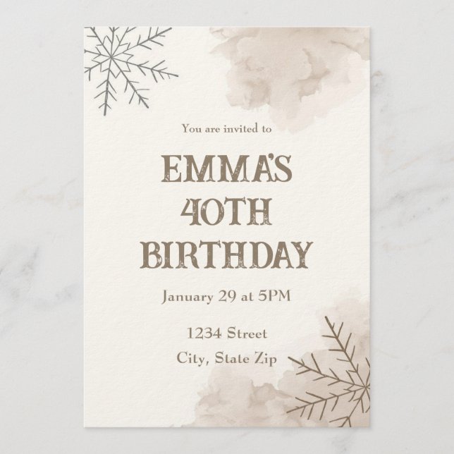 Invitation d'anniversaire 40 ans Minimaliste Neutr (Devant)